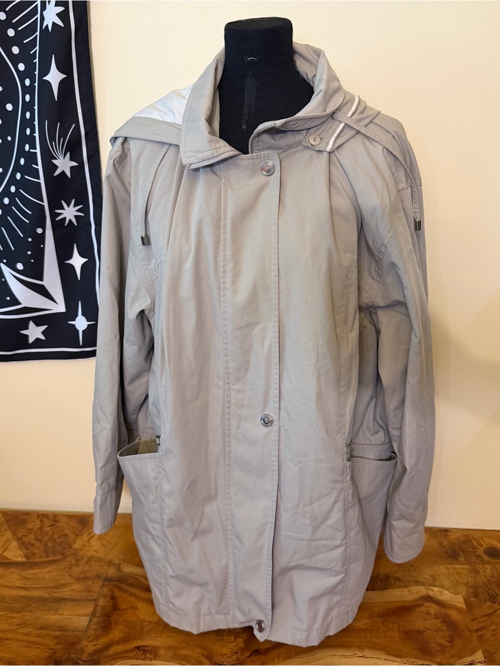Izod Light Gray Women's Hooded Trench Coat